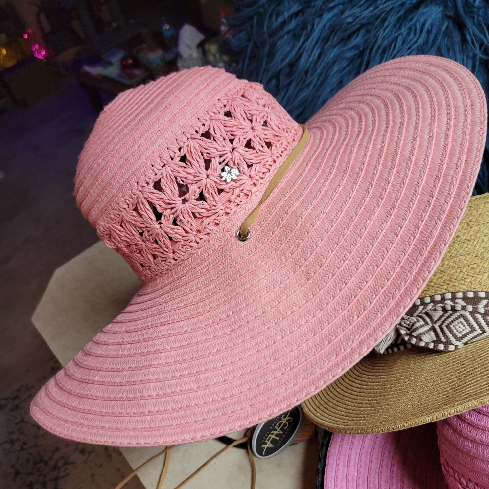 Cappelli sunhat with drawstring adjustable-salmon pink